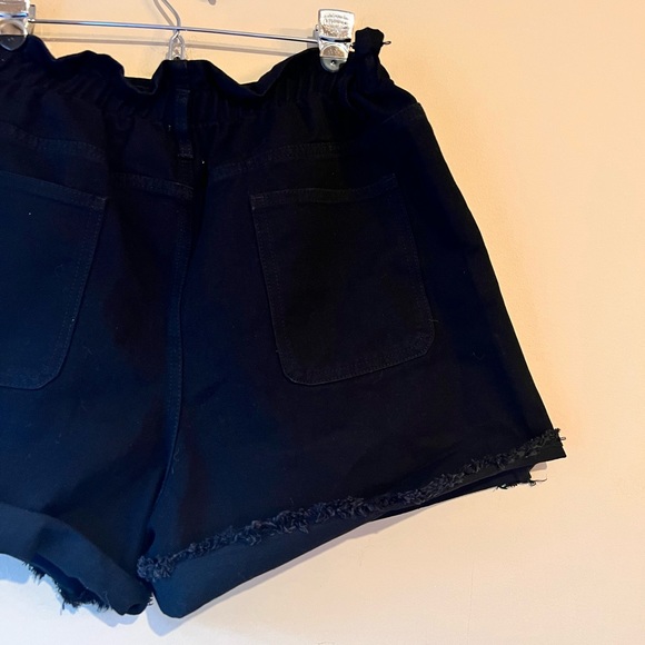 NEW Princess Polly Open Road Denim PaperBag Shorts Wash Black 12 Large Highwaist - Picture 5 of 11